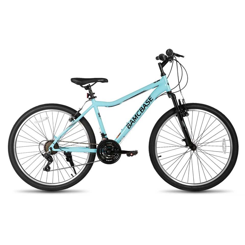 26 collu sieviešu un vīriešu kalnu velosipēds, 21 ātruma tērauda rāmis pieaugušais velosipēds, MTB velosipēdi ar balstiekārtas dakšiņu, purpursarkani zaļi balti
